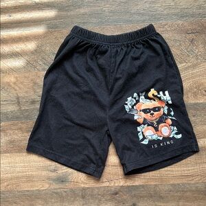 SHEIN Kids Black Casual Shorts with Bear Print